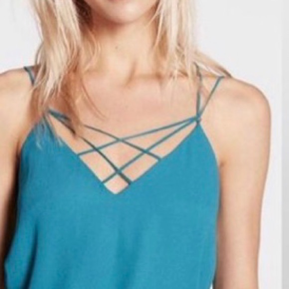 Express Tops - Express teal criss cross top